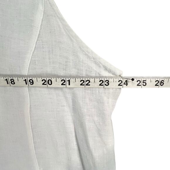 Sigrid Olsen Shirt Womens 1X White Linen Sleeveless V Neck Collared Pockets Top - Picture 5 of 9